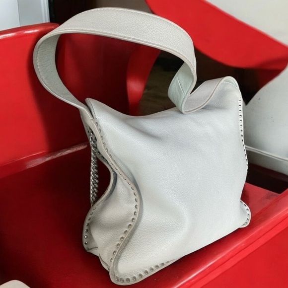 MICHAEL KORS ASTOR Cement Gray Leather Hobo Messenger Shoulder Bag - Picture 6 of 13